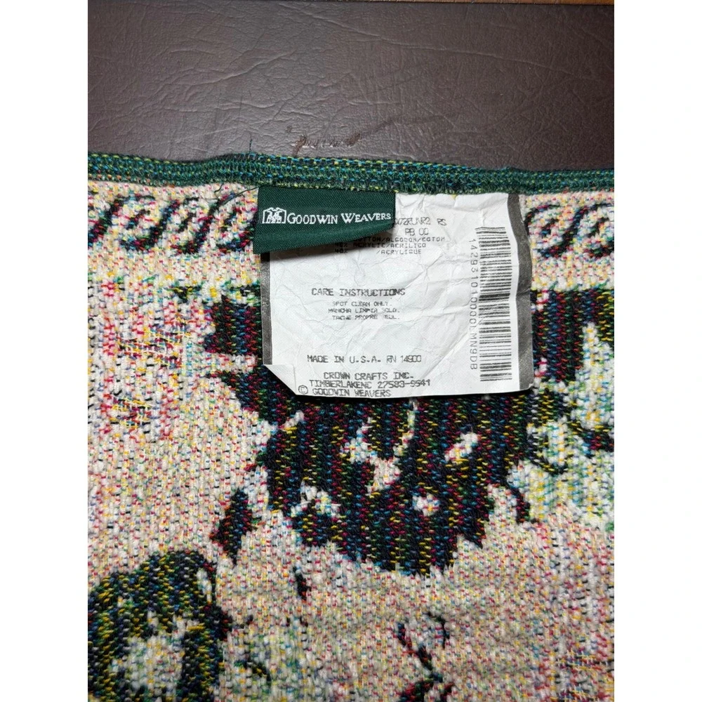 Vintage Goodwin Weavers Summer Beauty Floral Tapestry Table Run 9x60 Hydrangea